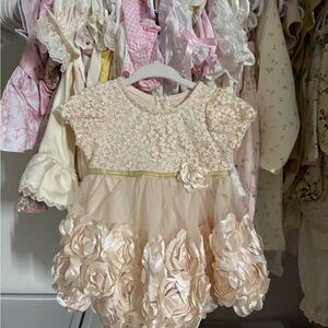 Nanette pink baby lace floral tulle dress 3-6 months